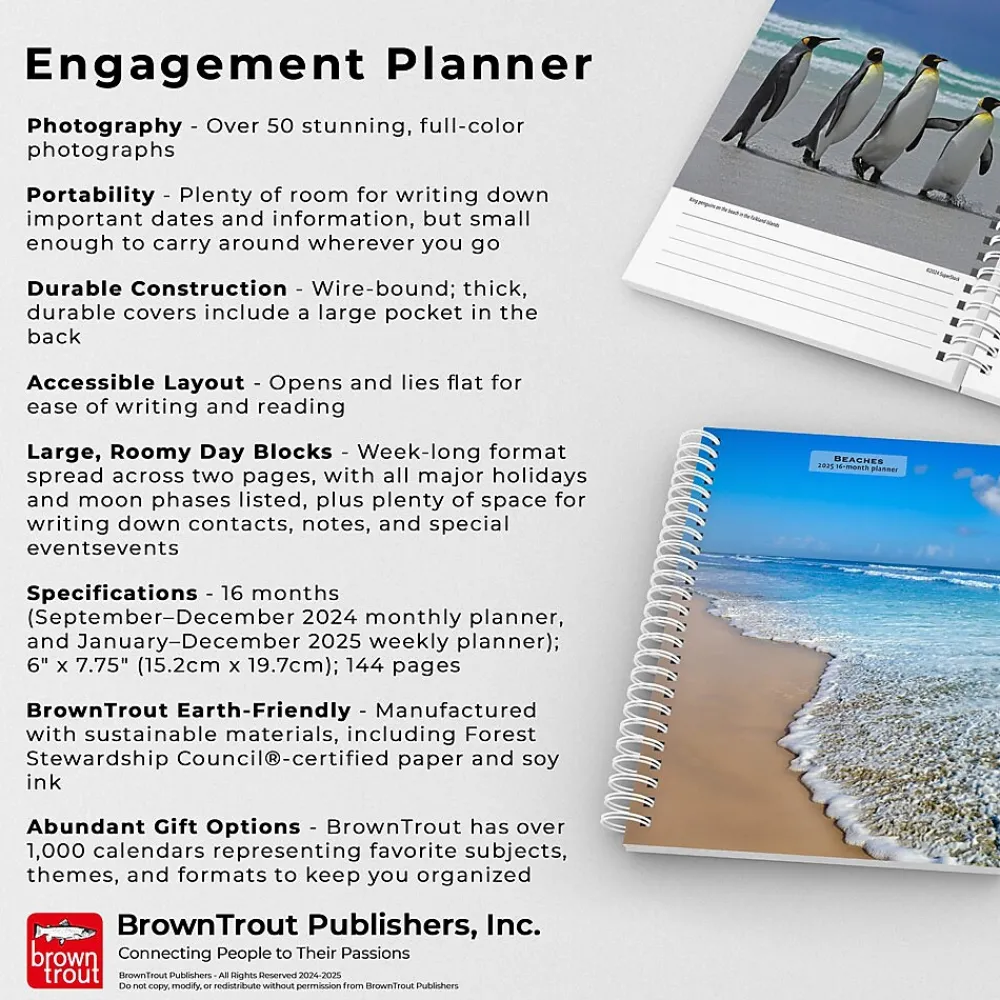 2025 Planners|BrownTrout 2025 Beaches 6" x 7.75" Weekly Engagement Planner, Paper Cover, Multicolored (9781975473198)