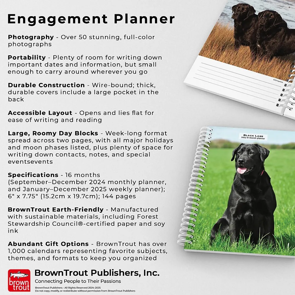 2025 Planners|BrownTrout 2025 Black Labrador Retrievers 6" x 7.75" Weekly Engagement Planner, Paper Cover, Multicolored (9781975473235)