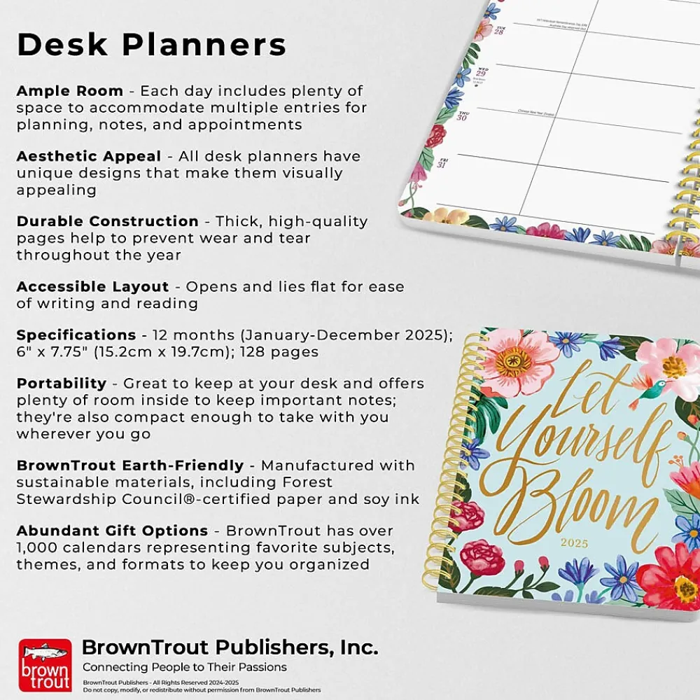 2025 Planners|BrownTrout 2025 Bonnie Marcus 6" x 7.75" Weekly Desk Planner, Paper Cover, Multicolored (9781975479435)