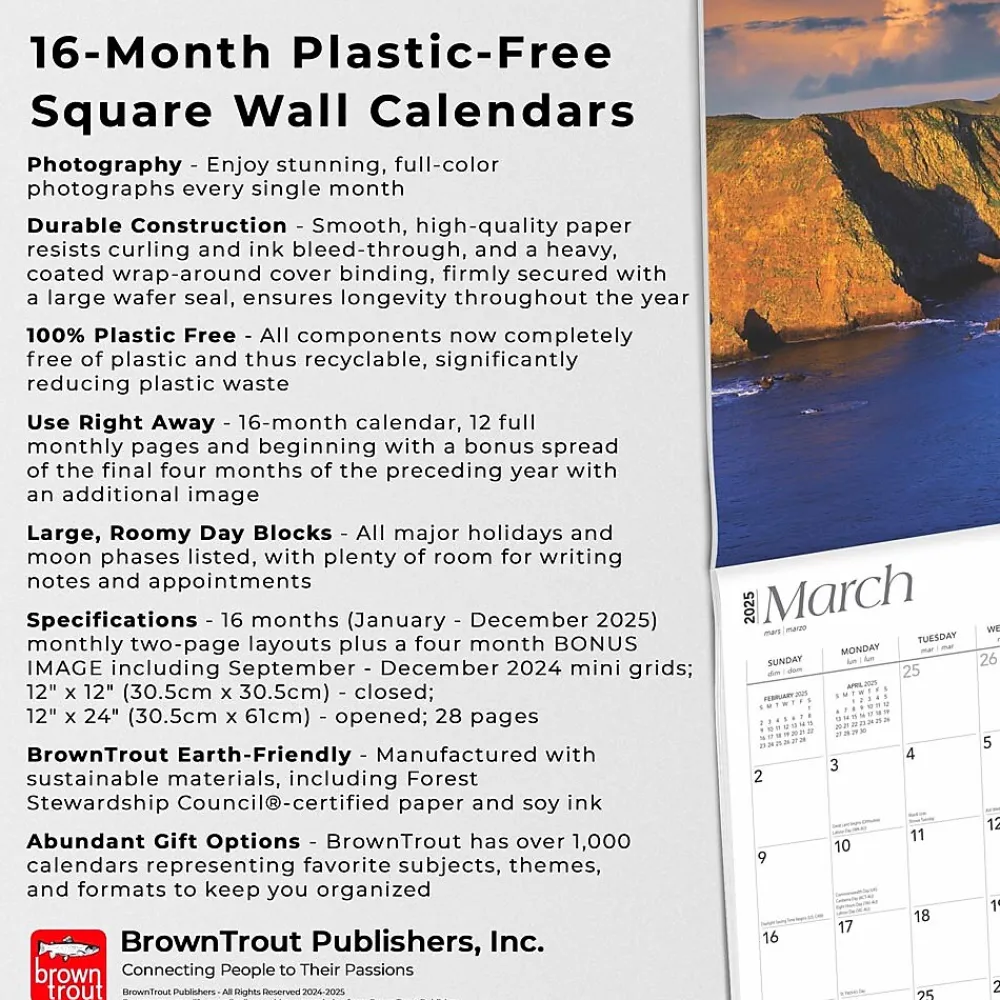 2025 Calendars|BrownTrout 2025 California National Parks 12" x 12" Monthly Square Wall Calendar (9781975474553)