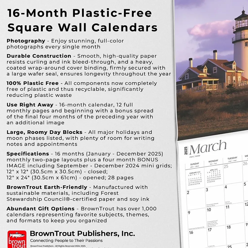 2025 Calendars|BrownTrout 2025 Cape Cod 12" x 24" Monthly Square Wall Calendar, (9781975474577)