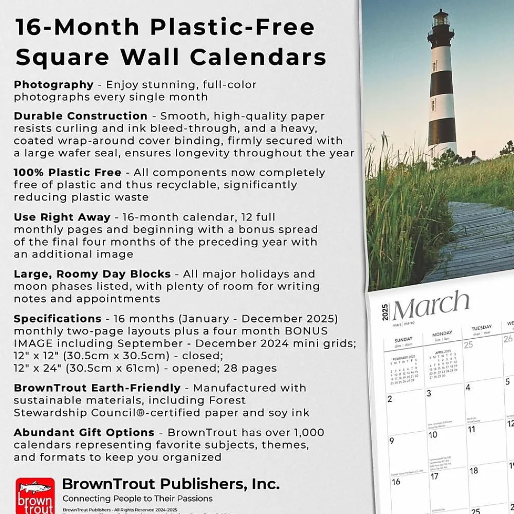 2025 Calendars|BrownTrout 2025 Carolina Coast 12" x 12" Monthly Wall Calendar (9781975474591)