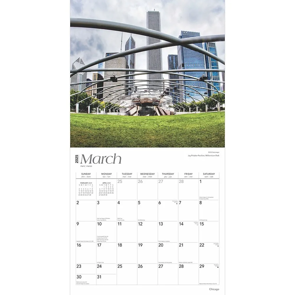 2025 Calendars|BrownTrout 2025 Chicago 12" x 24" Monthly Square Wall Calendar, (9781975474645)