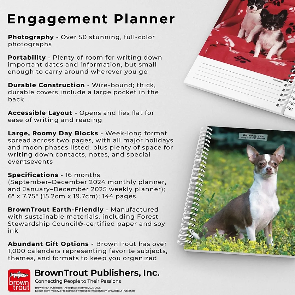 2025 Planners|BrownTrout 2025 Chihuahuas 6" x 7.75" Weekly Engagement Planner, Paper Cover, Multicolored (9781975480622)