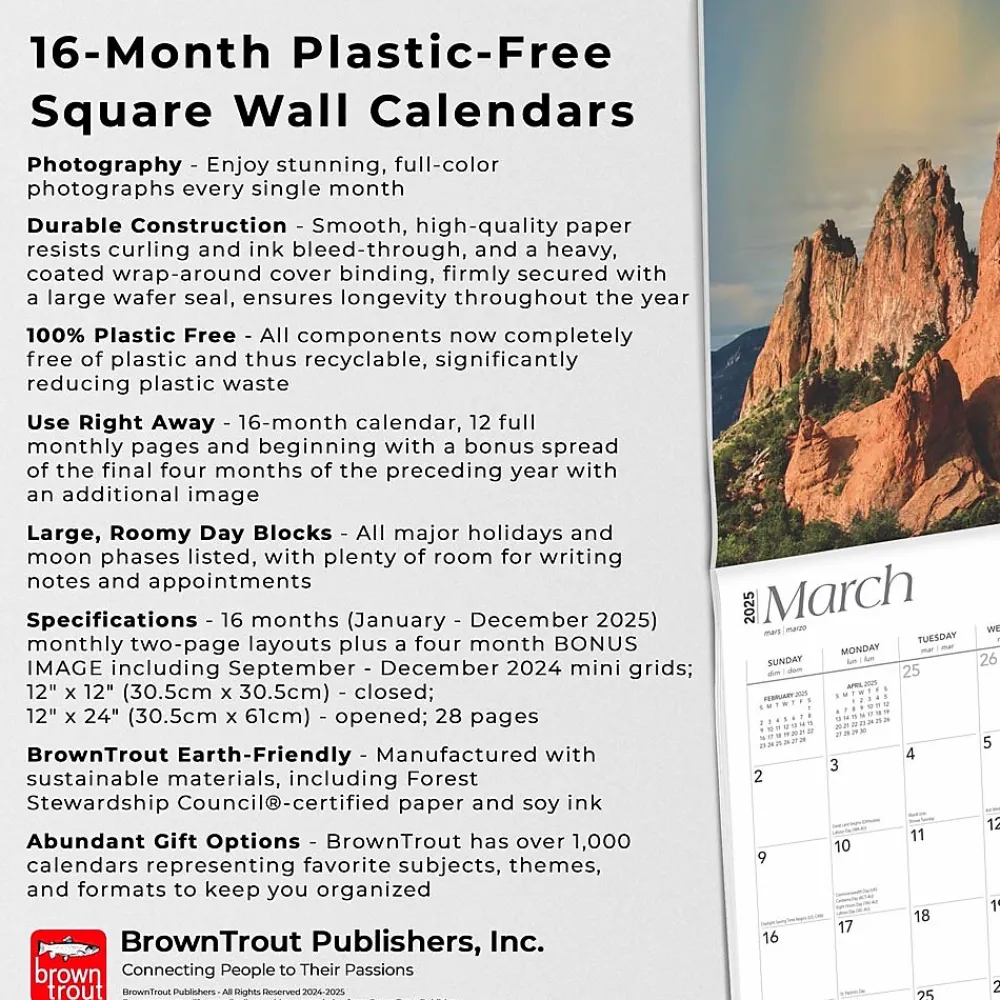 2025 Calendars|BrownTrout 2025 Colorado Wild & Scenic 12" x 24" Monthly Square Wall Calendar (9781975474713)