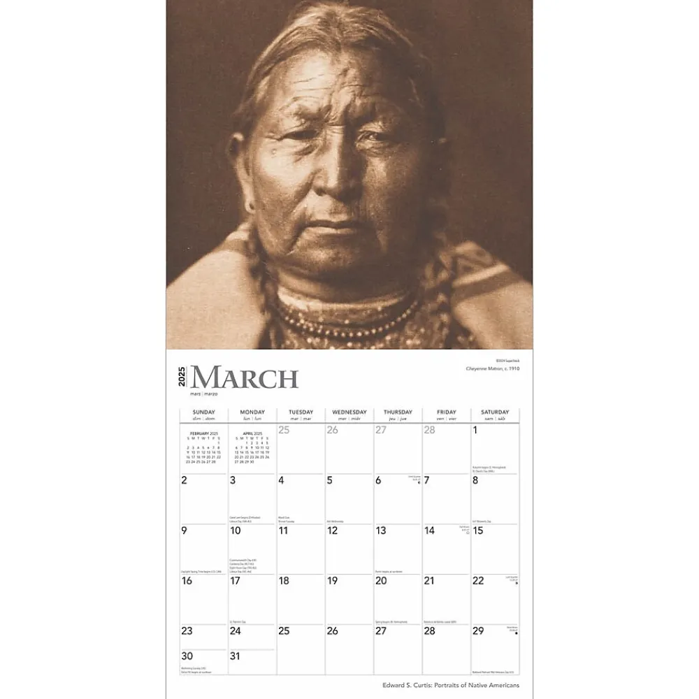 2025 Calendars|BrownTrout 2025 Edward S. Curtis Portraits of Native Americans 12" x 12" Monthly Square Wall Calendar (9781975474768)