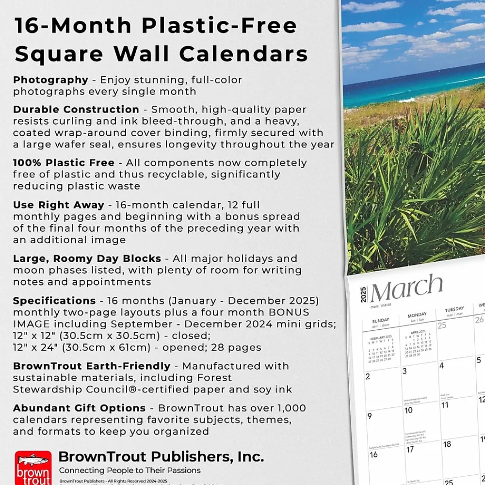 2025 Calendars|BrownTrout 2025 Florida Coast 12" x 12" Monthly Wall Calendar (9781975474799)