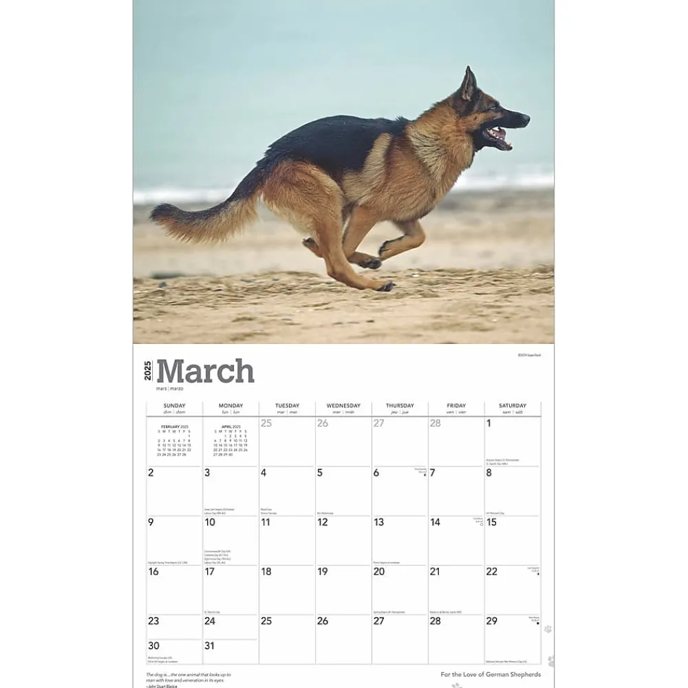 2025 Calendars|BrownTrout 2025 For the Love of German Shepherds 7" x 12" Monthly Wall Calendar (9781975473037)