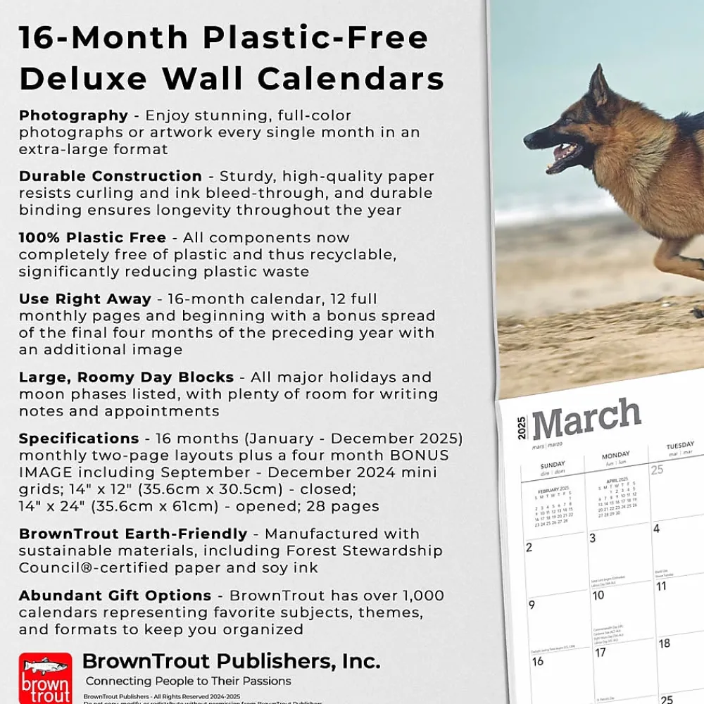 2025 Calendars|BrownTrout 2025 For the Love of German Shepherds 7" x 12" Monthly Wall Calendar (9781975473037)
