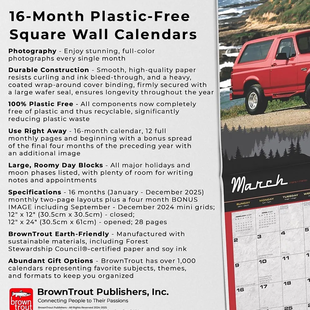 2025 Calendars|BrownTrout 2025 Ford Bronco 12" x 12" Monthly Square Wall Calendar (9781975482978)