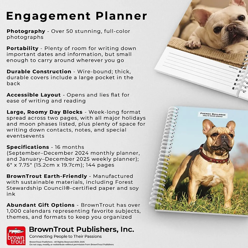 2025 Planners|BrownTrout 2025 French Bulldogs 6" x 7.75" Weekly Engagement Planner, Paper Cover, Multicolored (9781975483159)