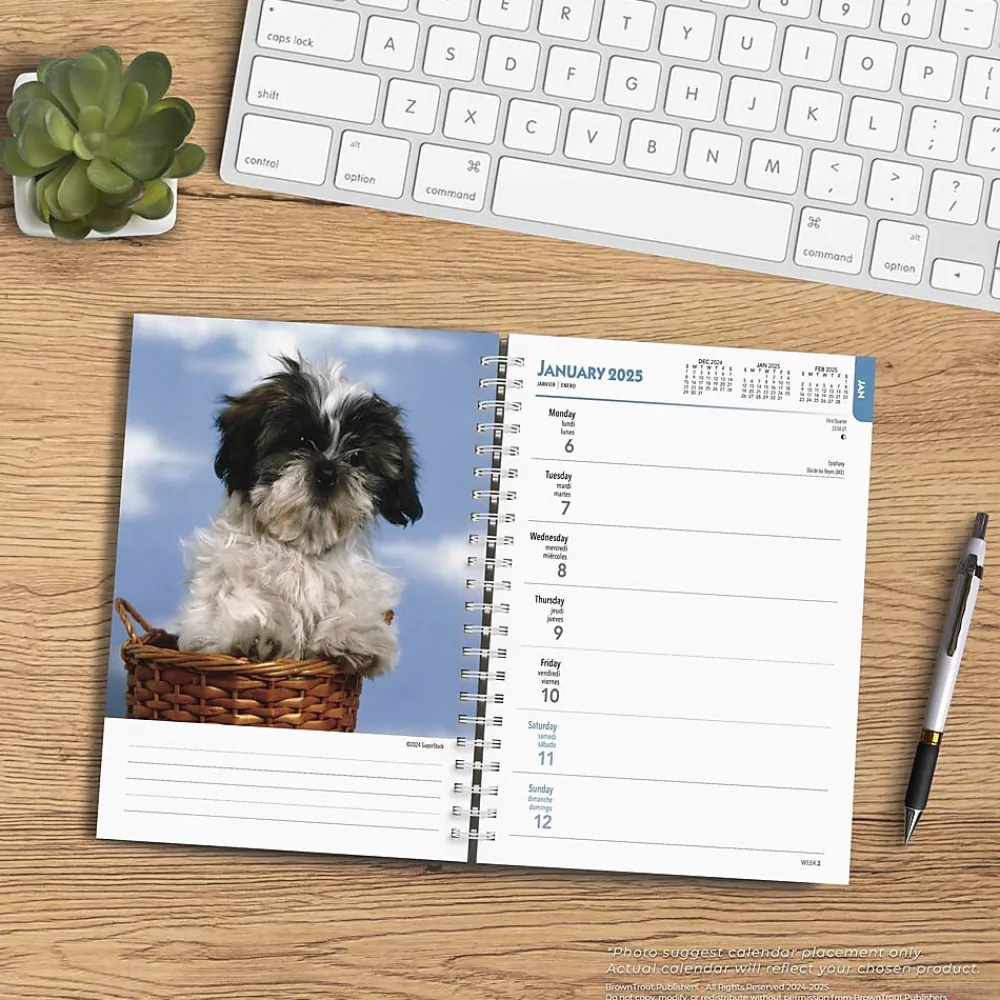 2025 Planners|BrownTrout 2025 I Love Puppies 6" x 7.75" Weekly Engagement Planner, Paper Cover, Multicolored (9781975480639)