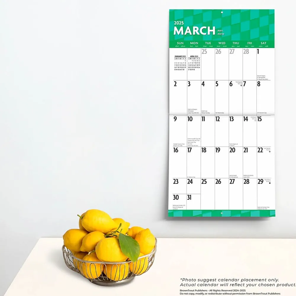 2025 Calendars|BrownTrout 2025 Large Print 12" x 24" Monthly Square Wall Calendar, (9781975478391)