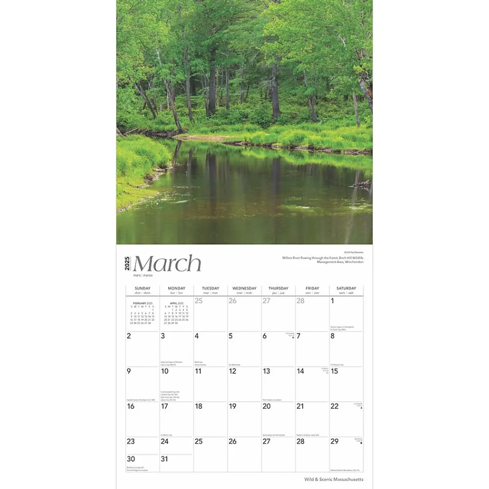 2025 Calendars|BrownTrout 2025 Massachusetts Wild & Scenic 12" x 12" Monthly Square Wall Calendar (9781975475208)