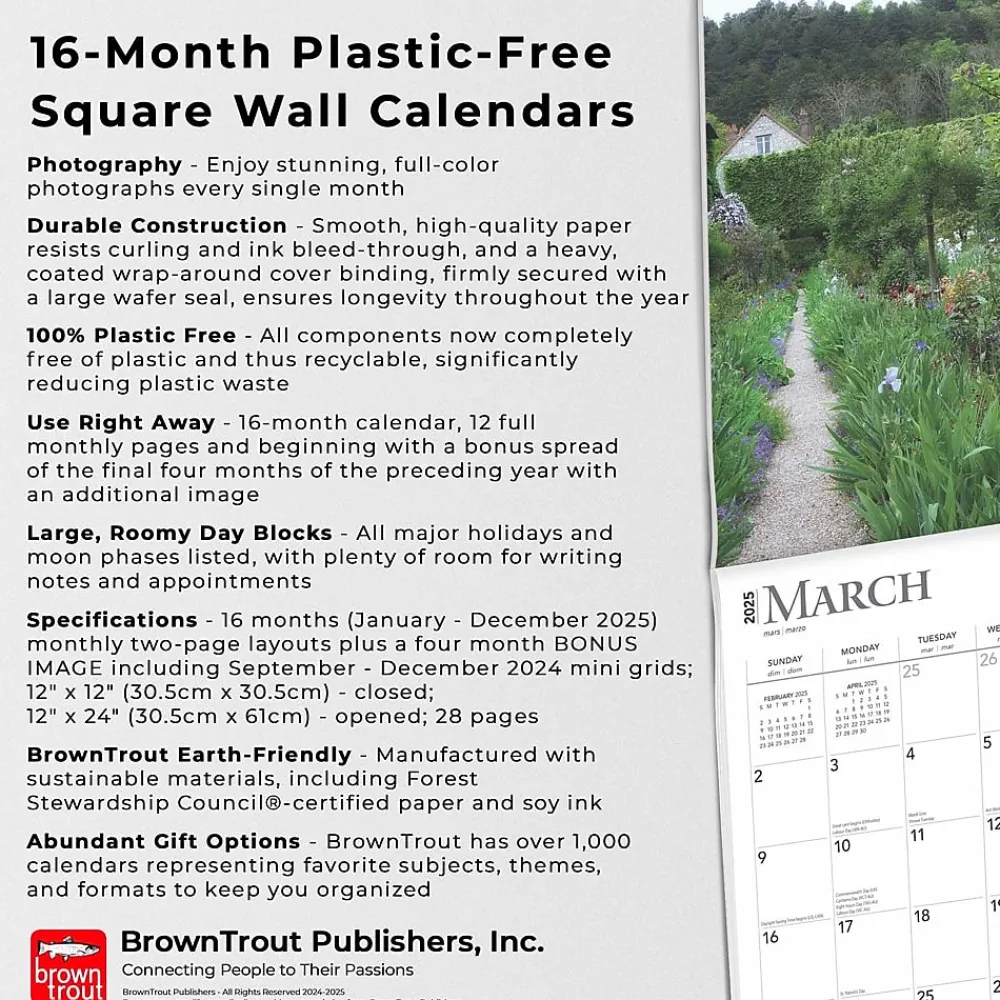2025 Calendars|BrownTrout 2025 Monet's Garden 12" x 12" Monthly Wall Calendar (9781975477431)