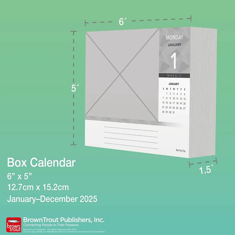 2025 Calendars|BrownTrout 2025 National Day 6" x 5" Day-to-Day Desktop Box Calendar (9781975479367)