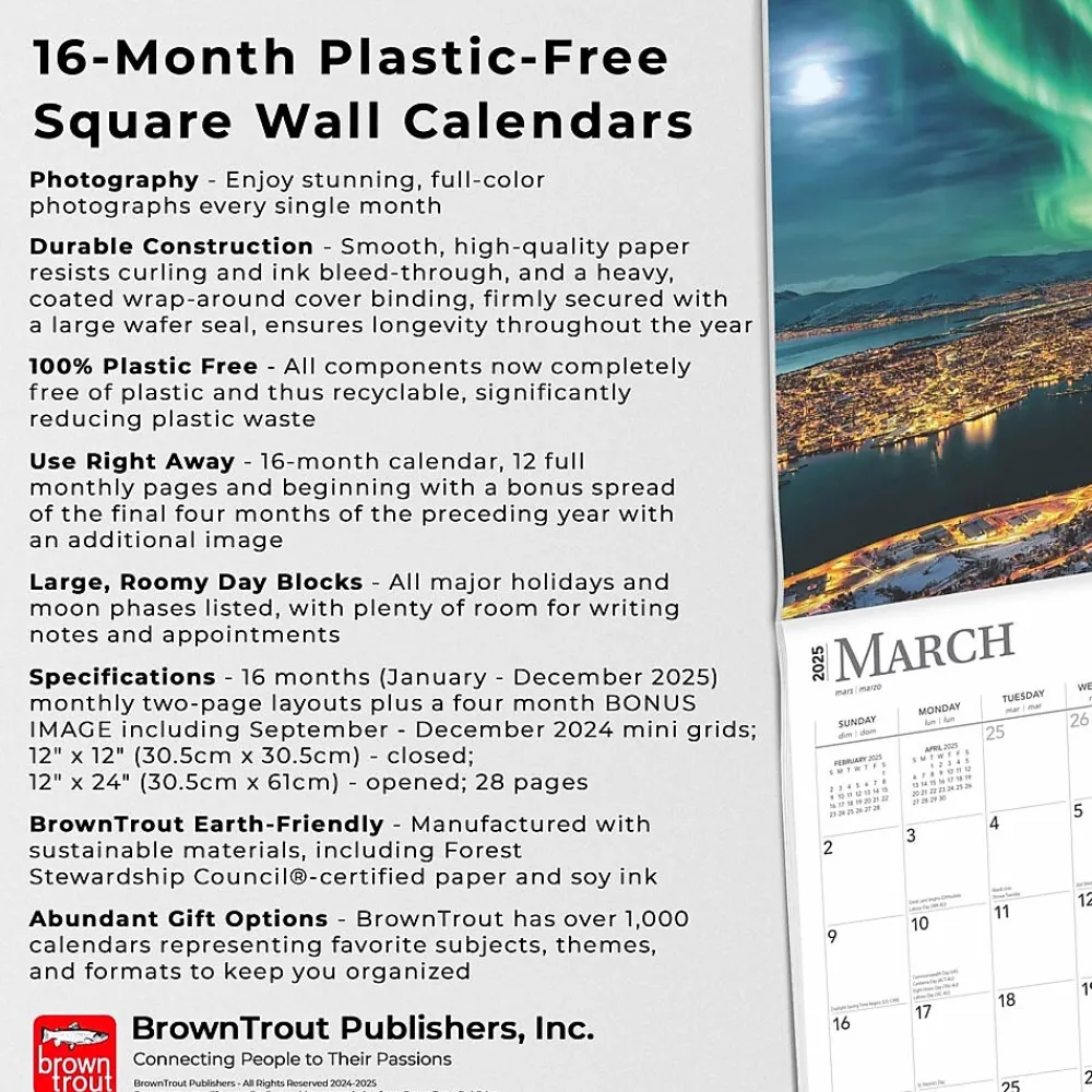 2025 Calendars|BrownTrout 2025 Norway 12" x 12" Monthly Wall Calendar (9781975476182)