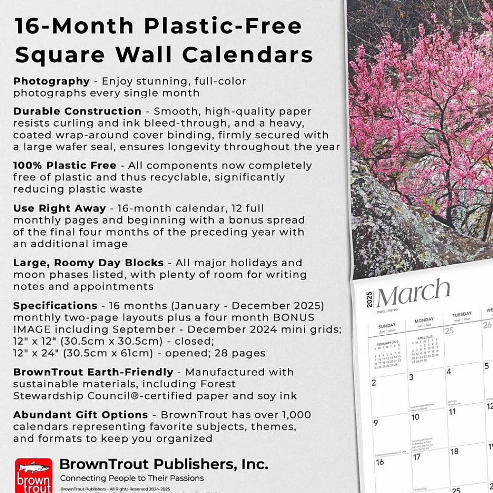 2025 Calendars|BrownTrout 2025 Oklahoma Wild & Scenic 12" x 12" Monthly Wall Calendar (9781975475482)
