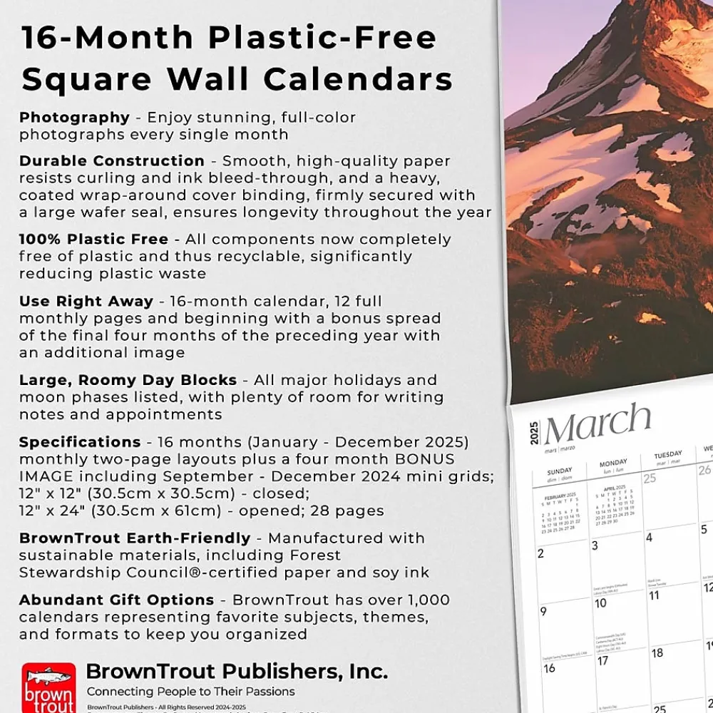 2025 Calendars|BrownTrout 2025 Oregon Wild & Scenic 12" x 12" Monthly Wall Calendar (9781975475505)