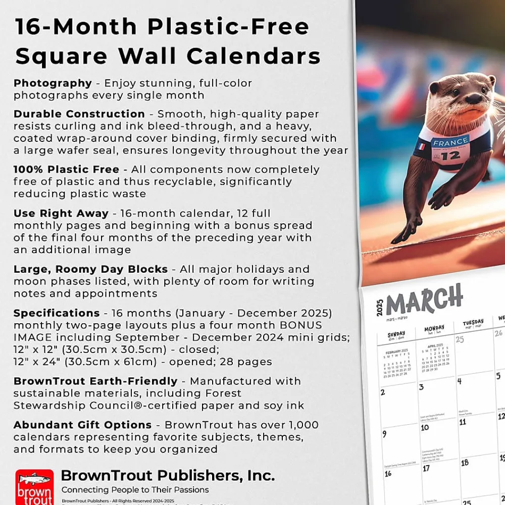 2025 Calendars|BrownTrout 2025 Otter Olympics 12" x 12" Monthly Wall Calendar (9781975482961)