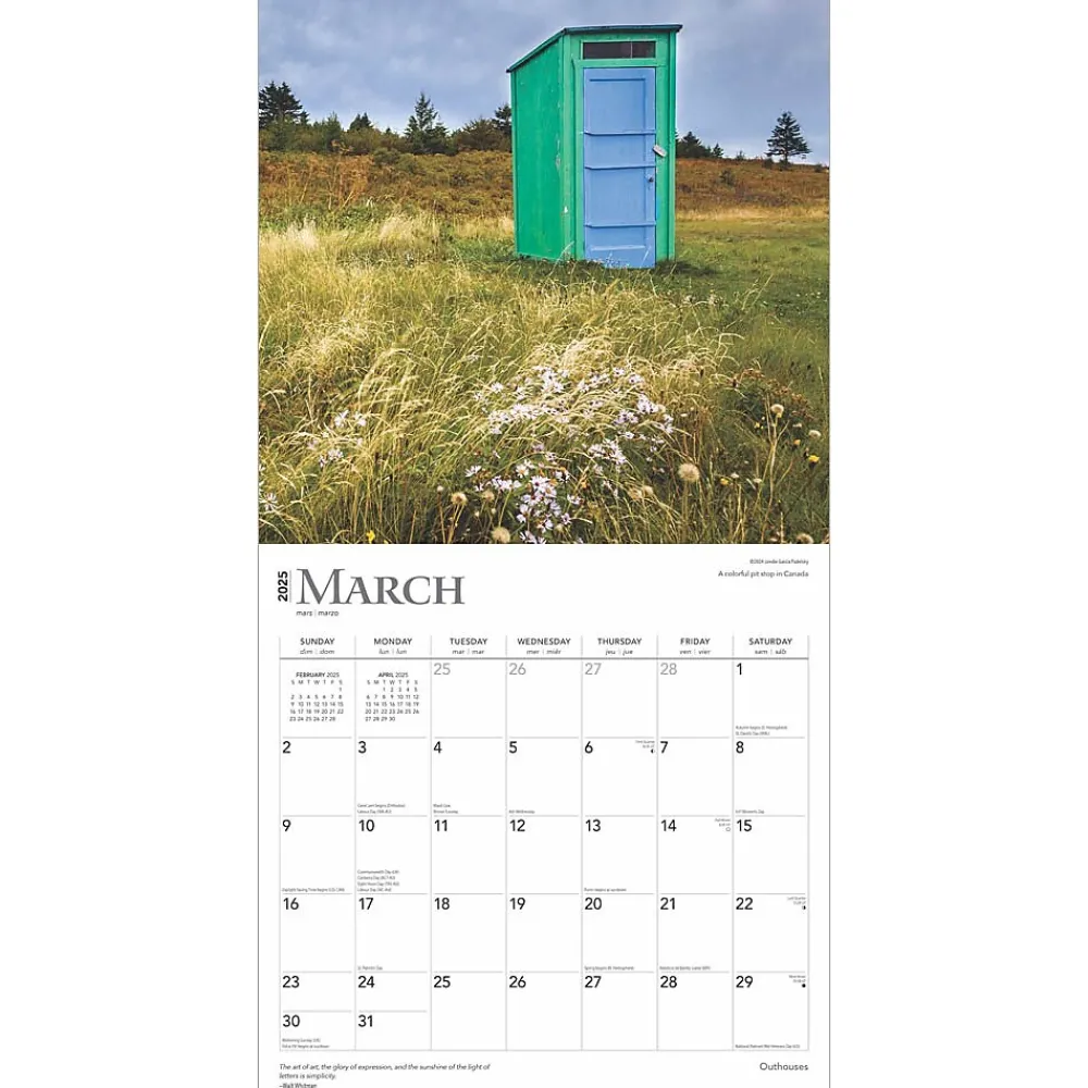 2025 Calendars|BrownTrout 2025 Outhouses 12" x 12" Monthly Wall Calendar (9781975477493)