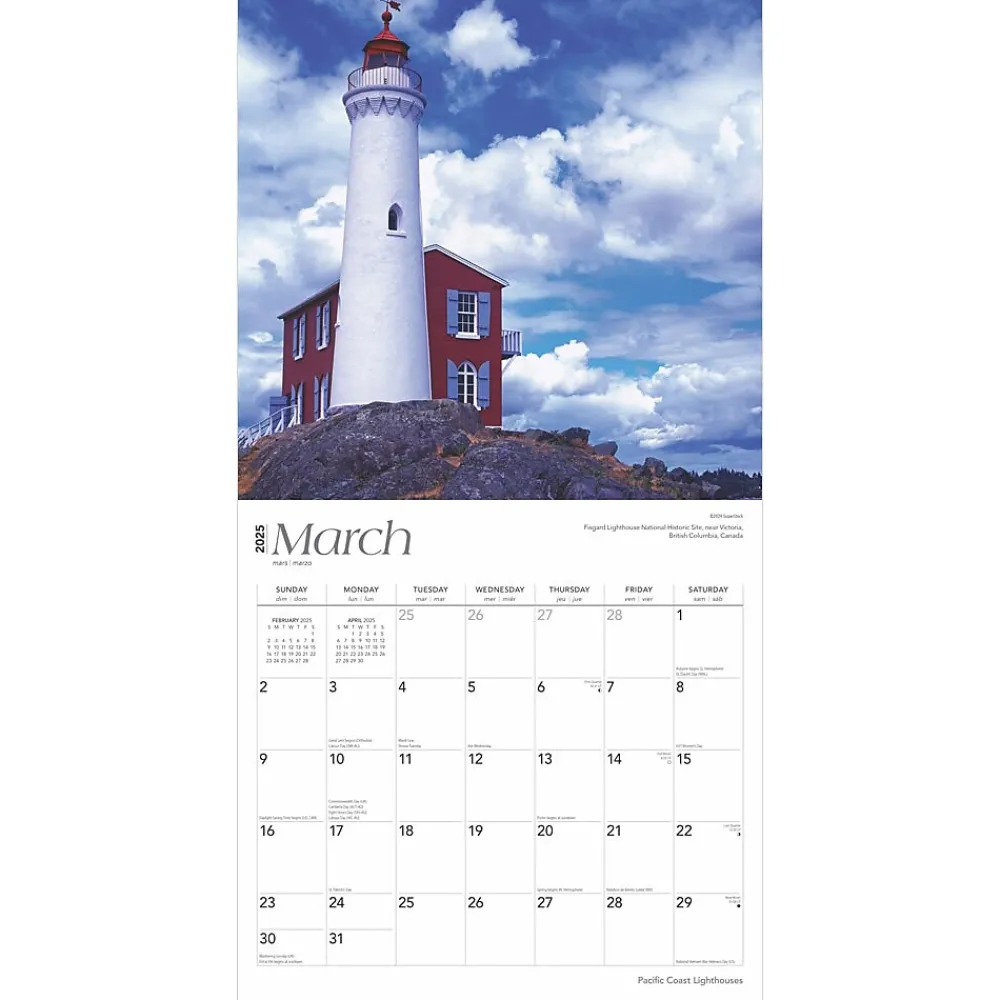 2025 Calendars|BrownTrout 2025 Pacific Coast Lighthouses 12" x 12" Monthly Square Wall Calendar (9781975475109)