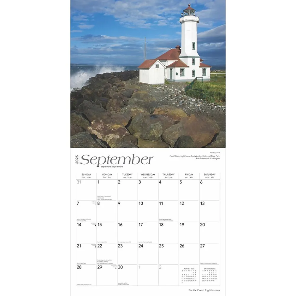 2025 Calendars|BrownTrout 2025 Pacific Coast Lighthouses 12" x 12" Monthly Square Wall Calendar (9781975475109)