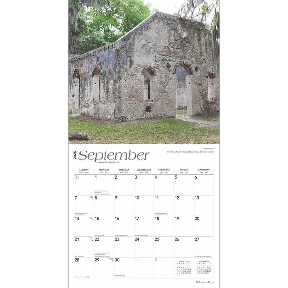 2025 Calendars|BrownTrout 2025 Palmetto State South Carolina Places 12" x 12" Monthly Wall Calendar (9781975483050)