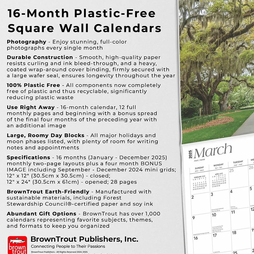 2025 Calendars|BrownTrout 2025 Palmetto State South Carolina Places 12" x 12" Monthly Wall Calendar (9781975483050)