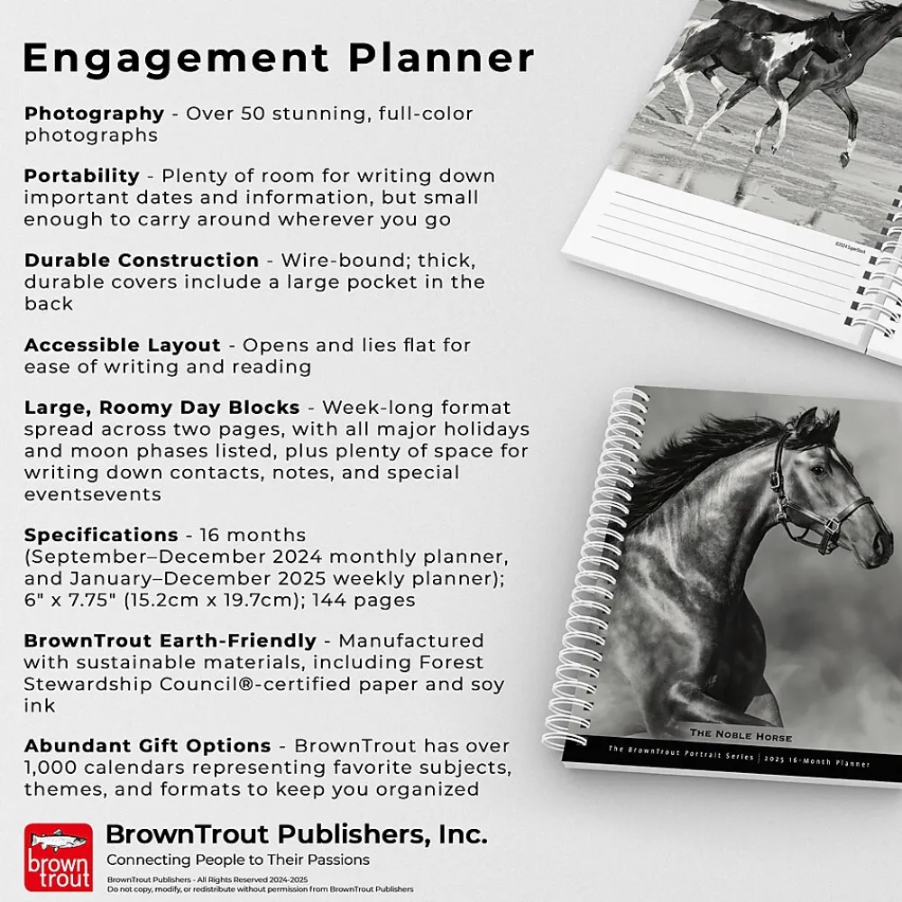 2025 Planners|BrownTrout 2025 Portrait Series: The Noble Horse 6" x 7.75" Weekly Engagement Planner, Paper Cover, Multicolored (9781975473228)