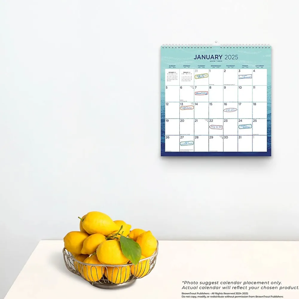 2025 Calendars|BrownTrout 2025 Seaside Currents 12" x 12" Monthly Square Wire-O Wall Calendar (9781975478506)