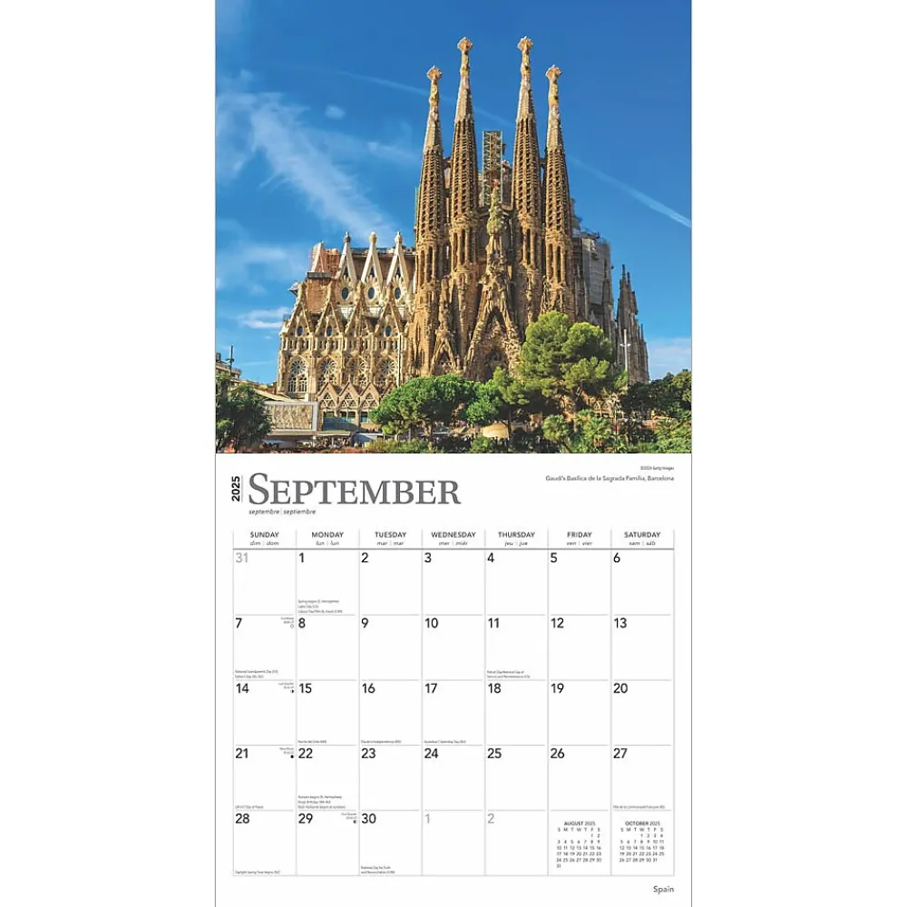 2025 Calendars|BrownTrout 2025 Spain 12" x 12" Monthly Square Wall Calendar (9781975476250)