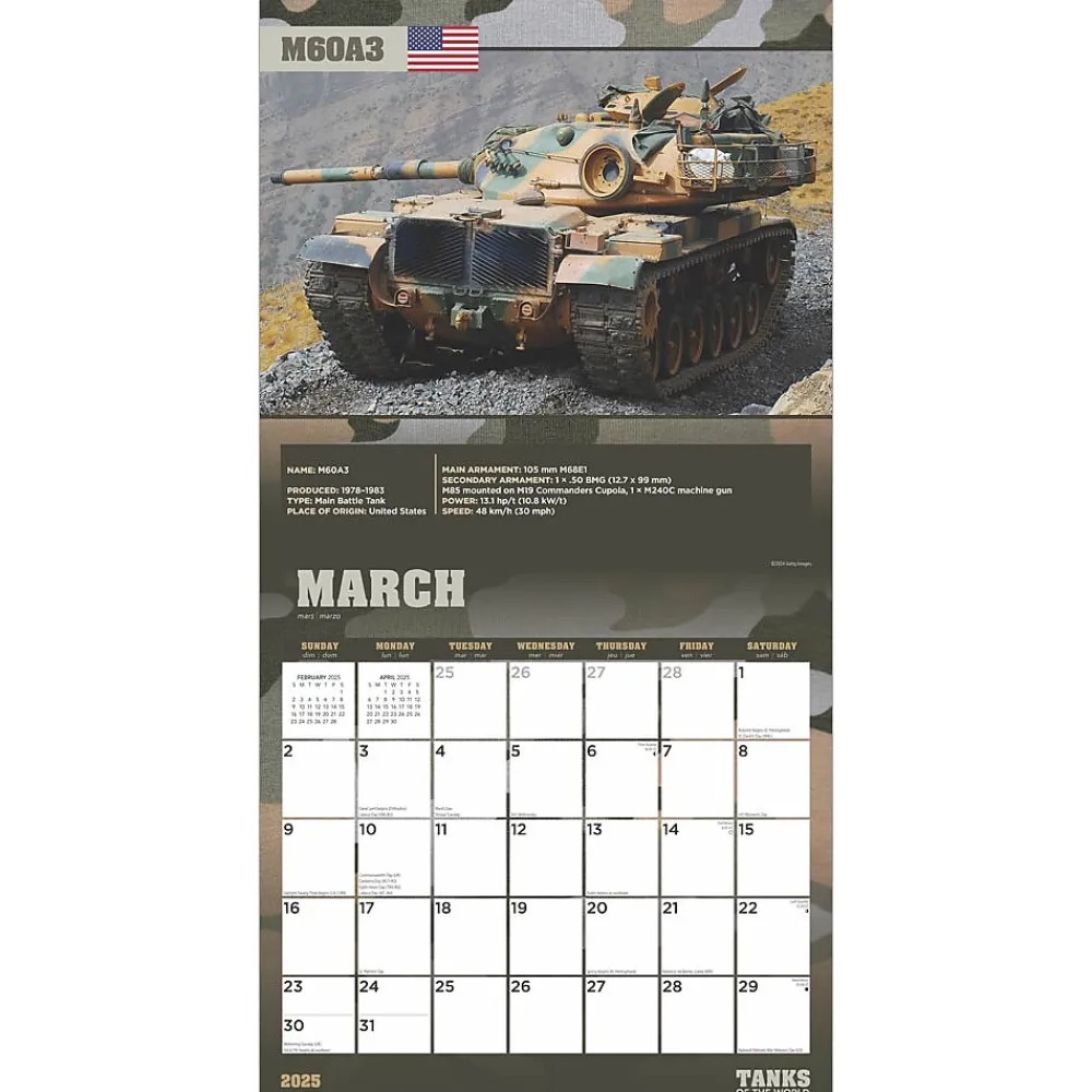 2025 Calendars|BrownTrout 2025 Tanks of the World 12" x 12" Monthly Square Wall Calendar (9781975477851)