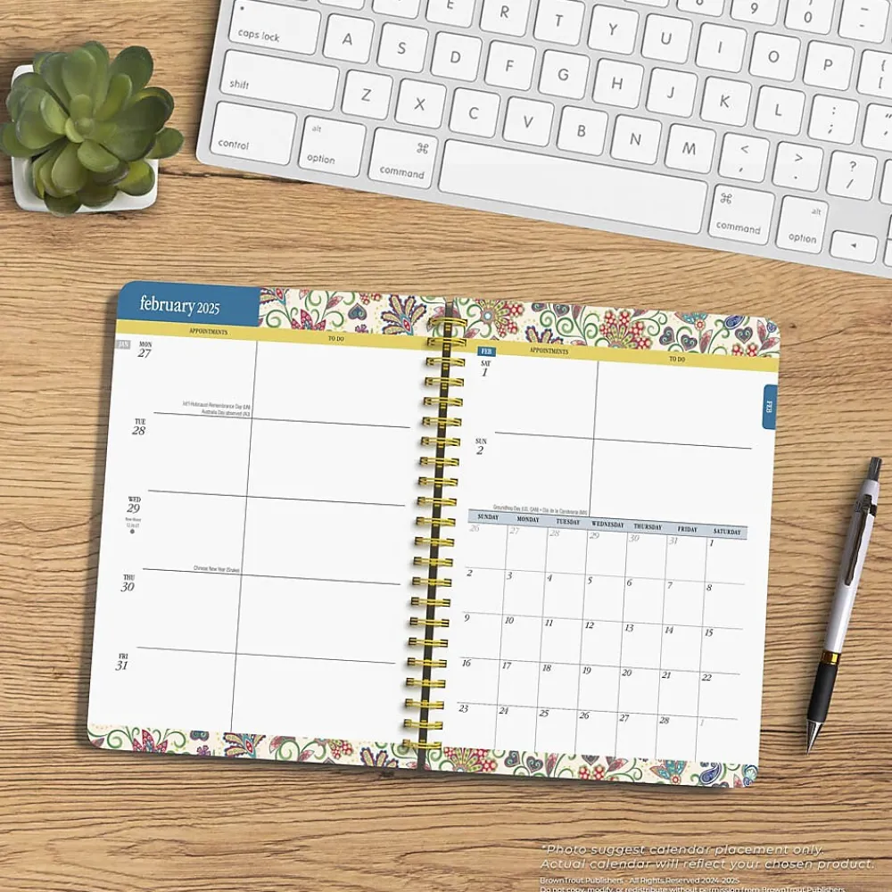 2025 Planners|BrownTrout 2025 Tuscan Delight 6" x 7.75" Weekly Desk Planner, Paper Cover, Multicolored (9781975480615)