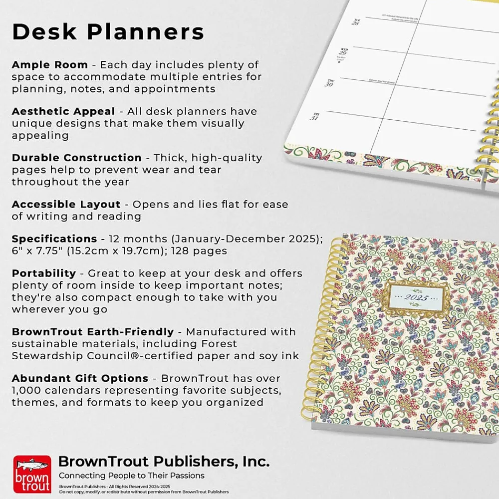 2025 Planners|BrownTrout 2025 Tuscan Delight 6" x 7.75" Weekly Desk Planner, Paper Cover, Multicolored (9781975480615)