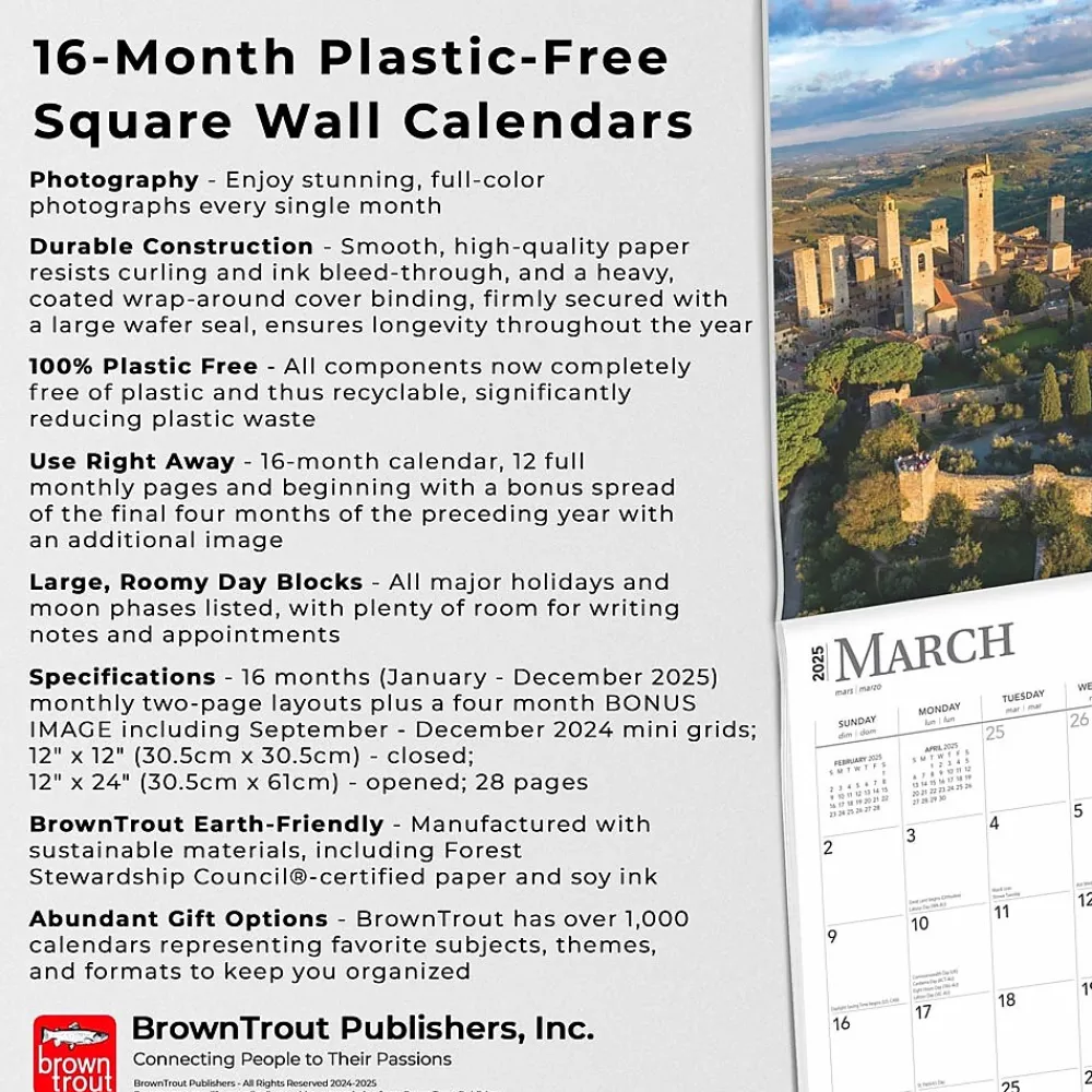 2025 Calendars|BrownTrout 2025 Tuscany 12" x 12" Monthly Wall Calendar (9781975476298)
