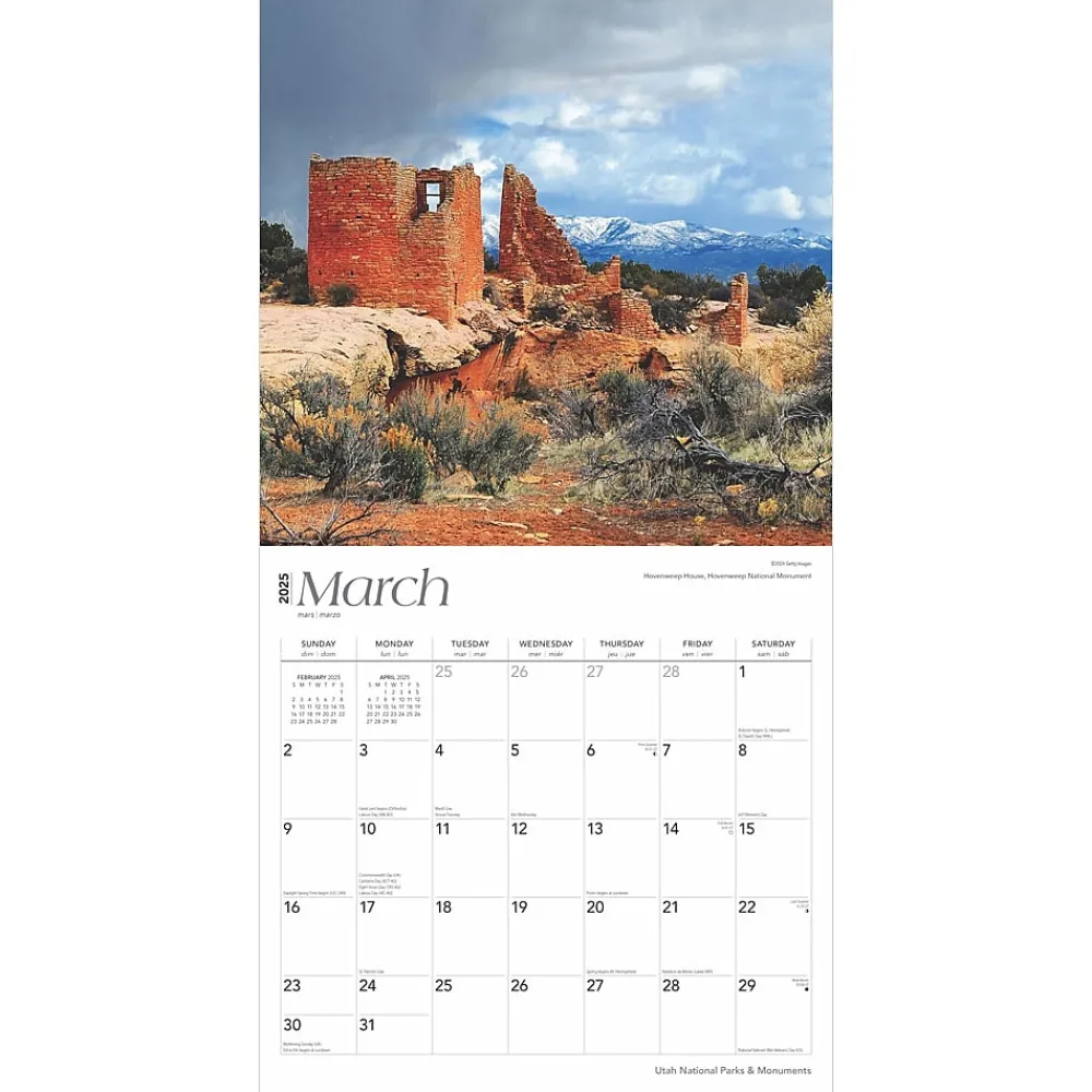 2025 Calendars|BrownTrout 2025 Utah National Parks & Monuments 12" x 12" Monthly Square Wall Calendar (9781975476069)