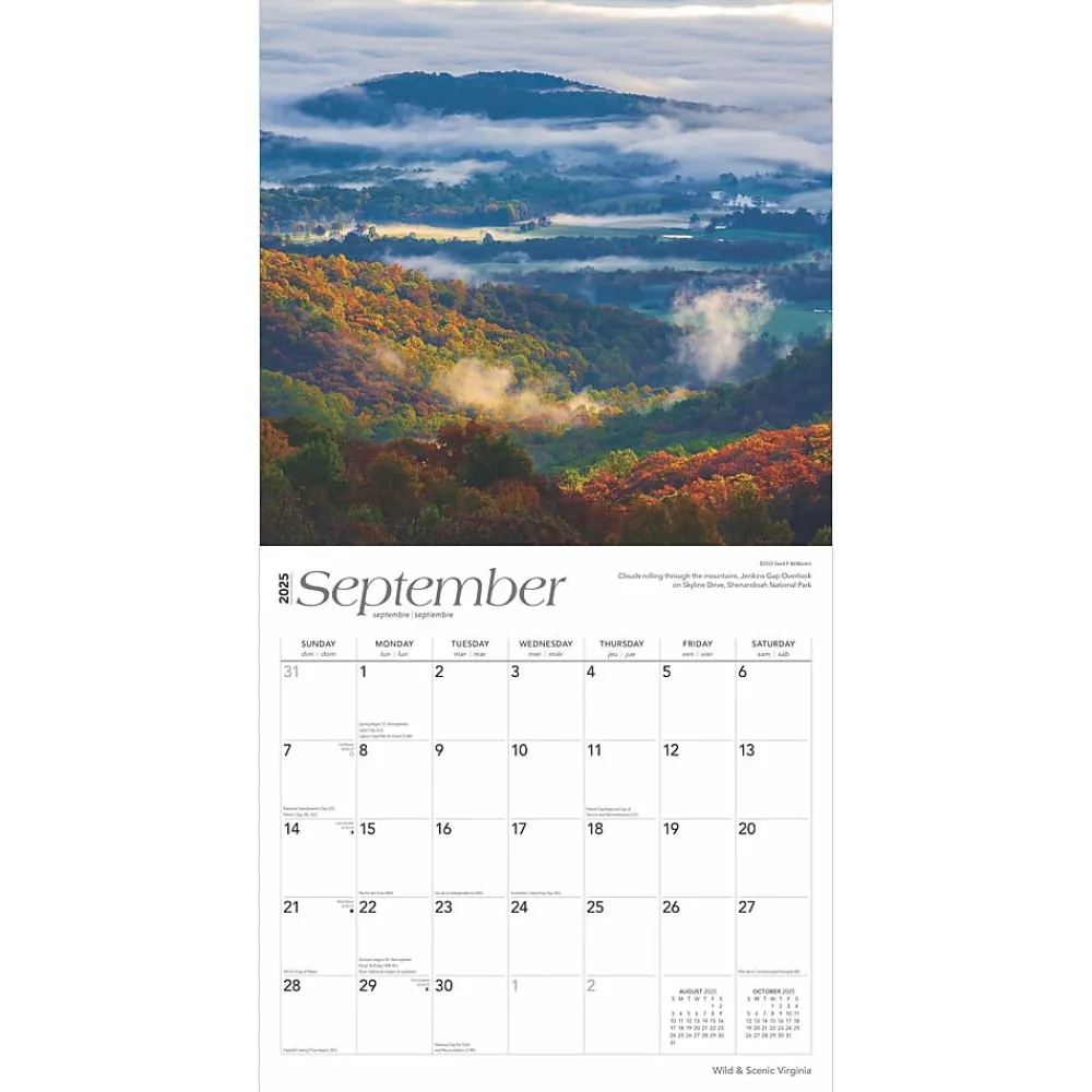 2025 Calendars|BrownTrout 2025 Virginia Wild & Scenic 12" x 12" Monthly Wall Calendar (9781975475864)