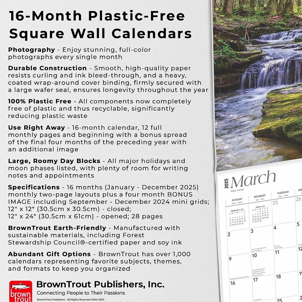 2025 Calendars|BrownTrout 2025 West Virginia Wild & Scenic 12" x 12" Monthly Wall Calendar (9781975475918)