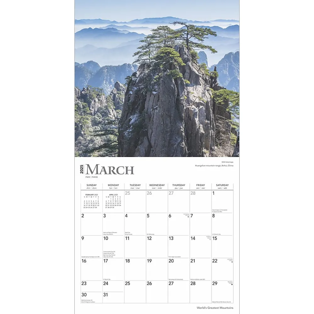 2025 Calendars|BrownTrout 2025 World's Greatest Mountains 12" x 12" Monthly Square Wall Calendar (9781975475338)