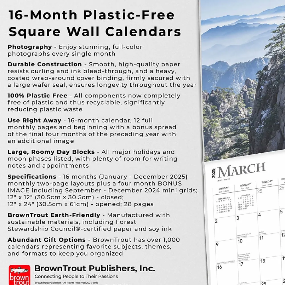2025 Calendars|BrownTrout 2025 World's Greatest Mountains 12" x 12" Monthly Square Wall Calendar (9781975475338)