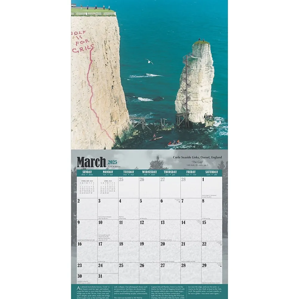 2025 Calendars|BrownTrout 2025 World's Toughest Golf Holes 12" x 24" Monthly Square Wall Calendar, (9781975479855)