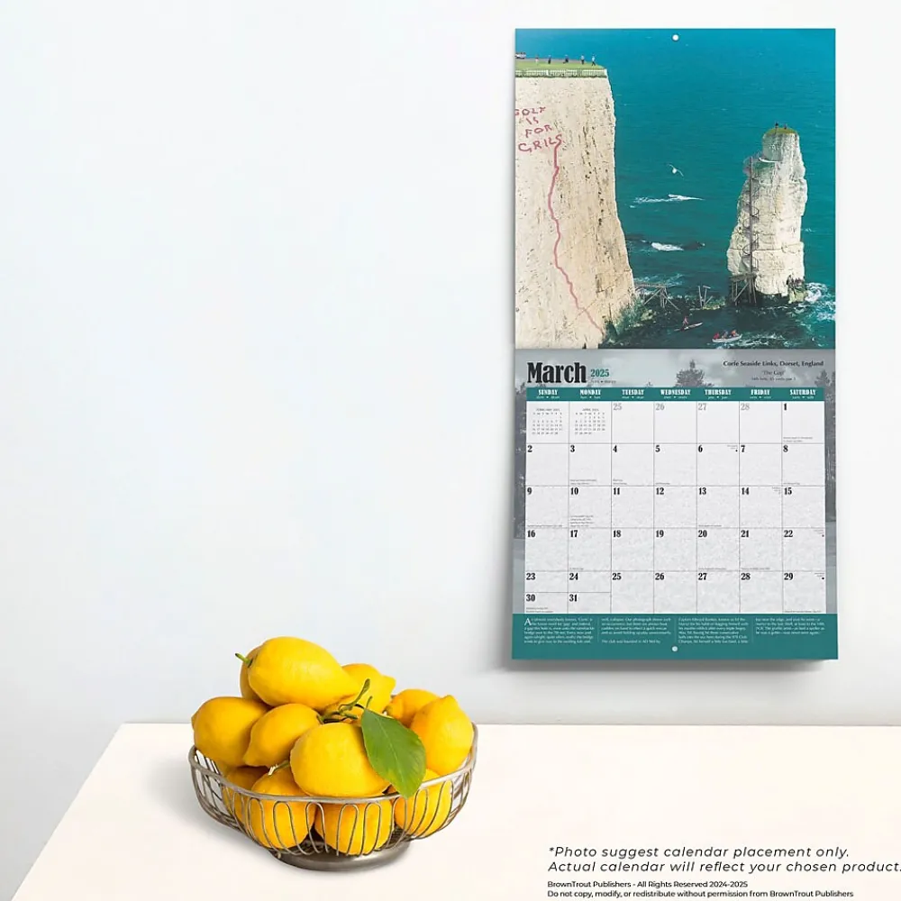 2025 Calendars|BrownTrout 2025 World's Toughest Golf Holes 12" x 24" Monthly Square Wall Calendar, (9781975479855)