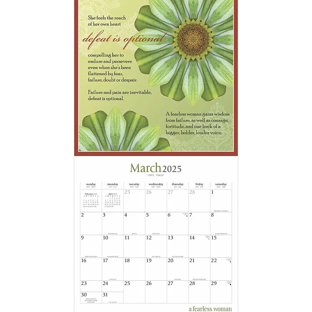 2025 Calendars|BrownTrout 2025 Brush Dance A Fearless Woman 12" x 24" Monthly Square Wall Calendar, (9781975481247)