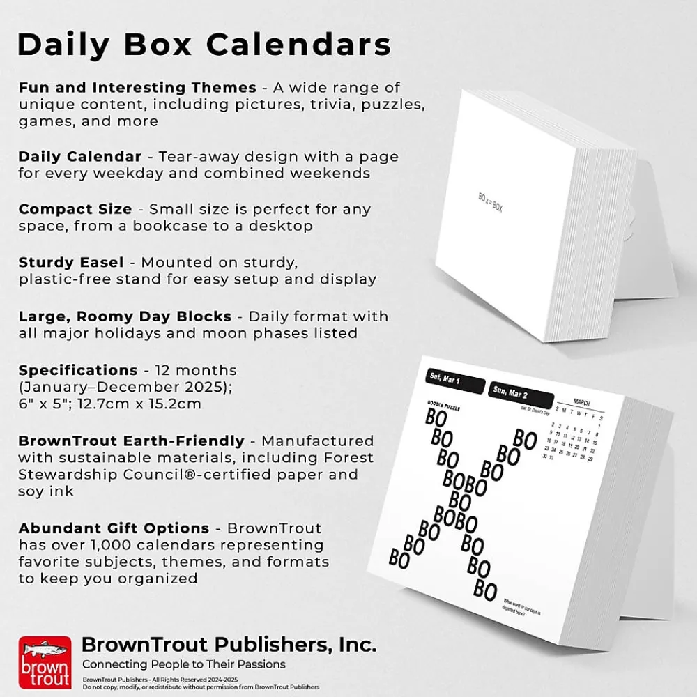 2025 Calendars|Cal Ink 2025 Brain Games 6" x 5" Day-to-Day Desktop Box Calendar (9781645915881)