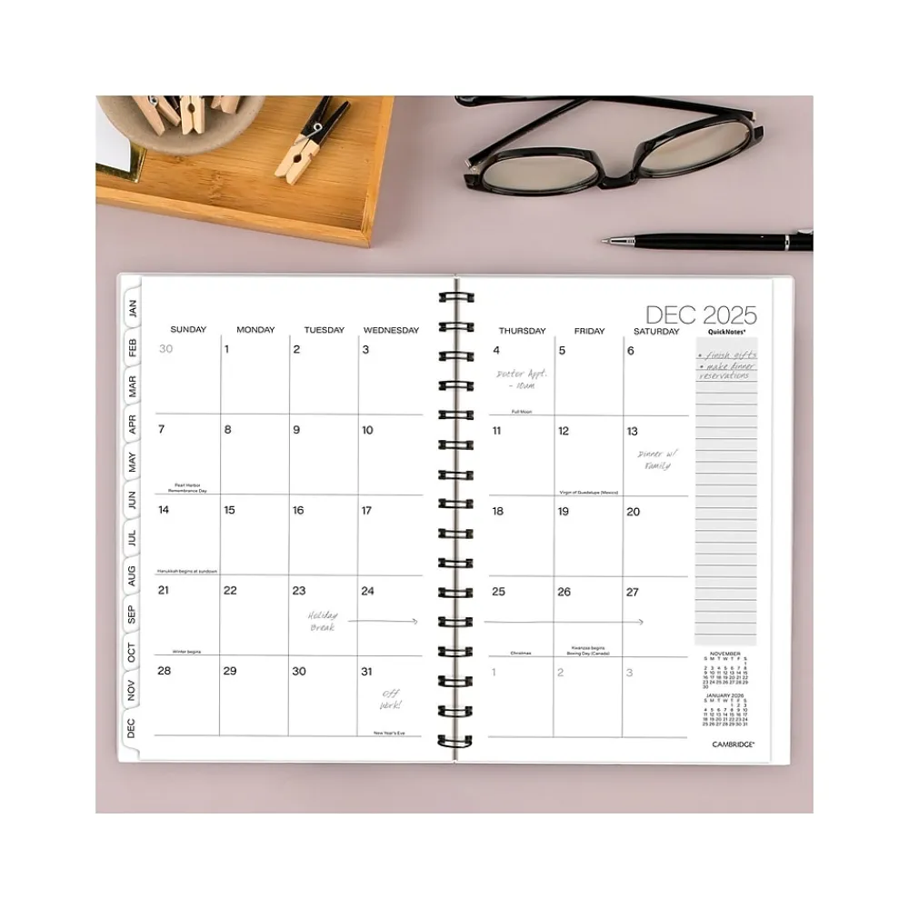 2025 Planners|Cambridge 2025 Alicia 5.5" x 8.5" Weekly & Monthly Planner, Poly Cover, Pink/Black (1726-200-25)