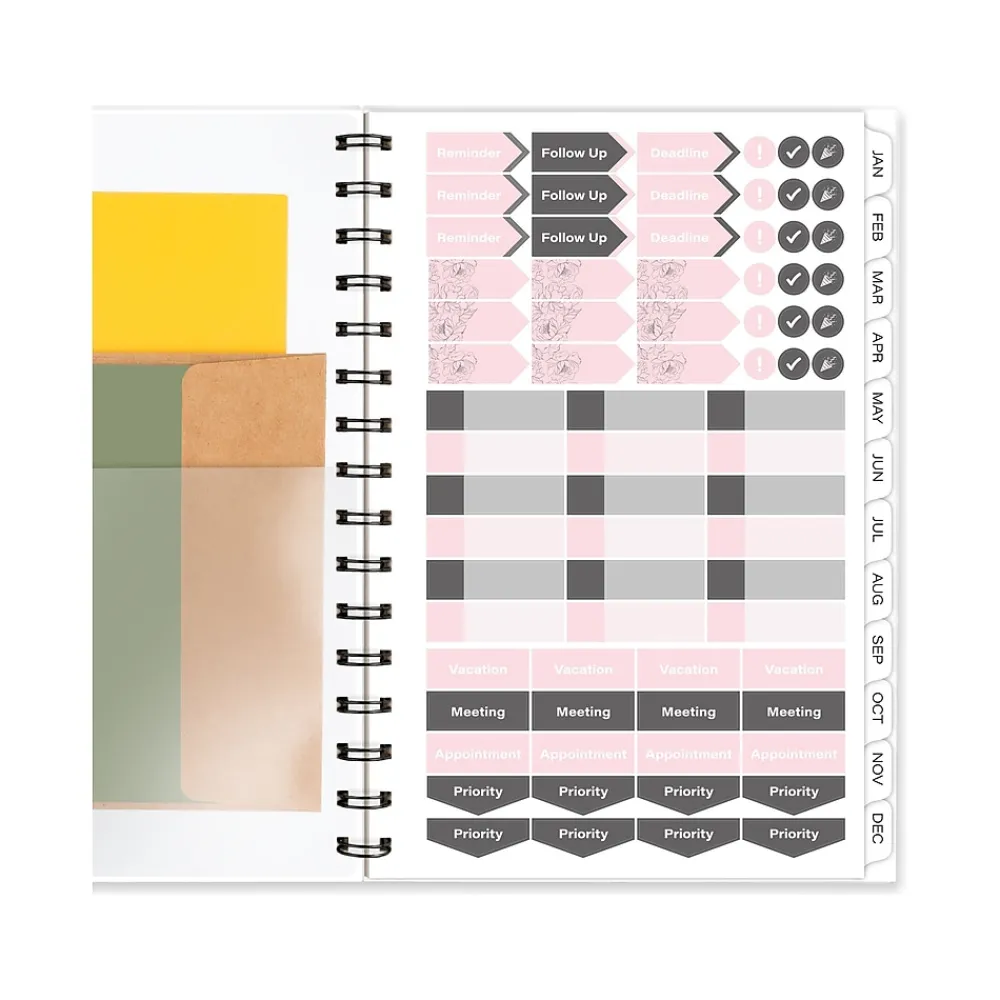 2025 Planners|Cambridge 2025 Alicia 5.5" x 8.5" Weekly & Monthly Planner, Poly Cover, Pink/Black (1726-200-25)