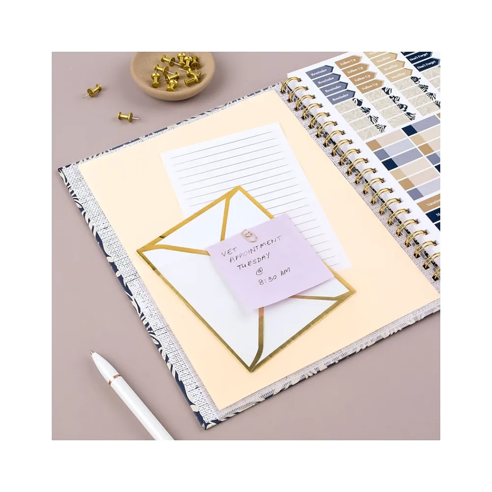 2025 Planners|Cambridge 2025 Blockprint 8.5" x 11" Weekly & Monthly Planner, Cotton Cover, Blue/White (1724-905-25)