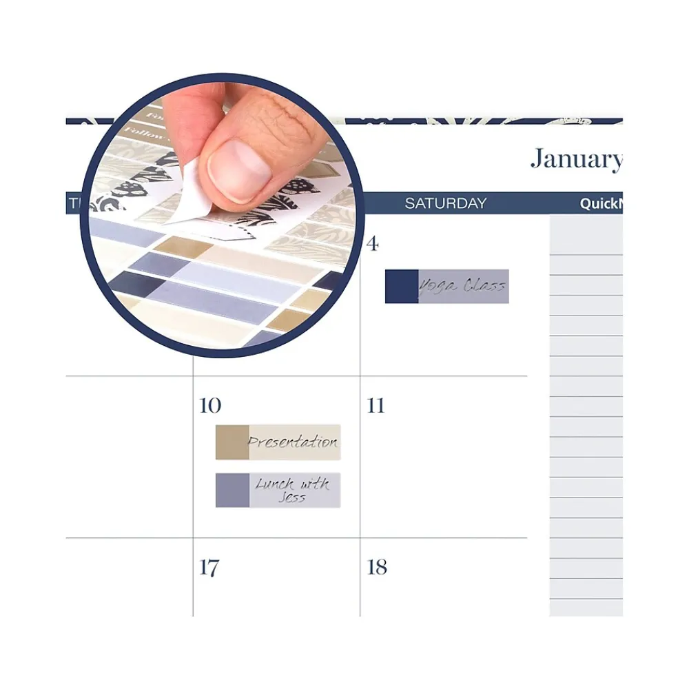 2025 Planners|Cambridge 2025 Blockprint 8.5" x 11" Weekly & Monthly Planner, Cotton Cover, Blue/White (1724-905-25)