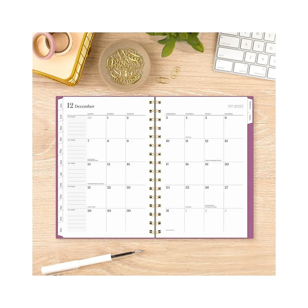 2025 Planners|Cambridge 2025 WorkStyle Balance 5.5" x 8.5" Weekly & Monthly Planner, Poly Cover, Red Violet/Gold (1606-200-59-25)